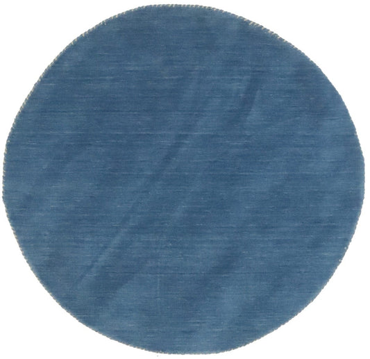 Blue Solid Tribal 4X4 Lori Gabbeh Oriental Round Rug