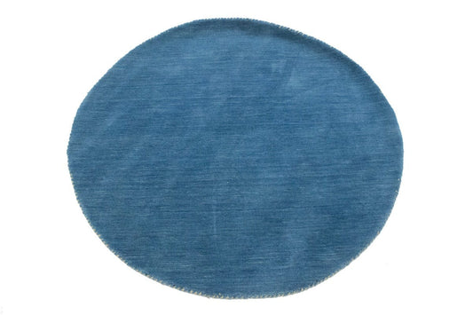 Blue Solid Tribal 4X4 Lori Gabbeh Oriental Round Rug