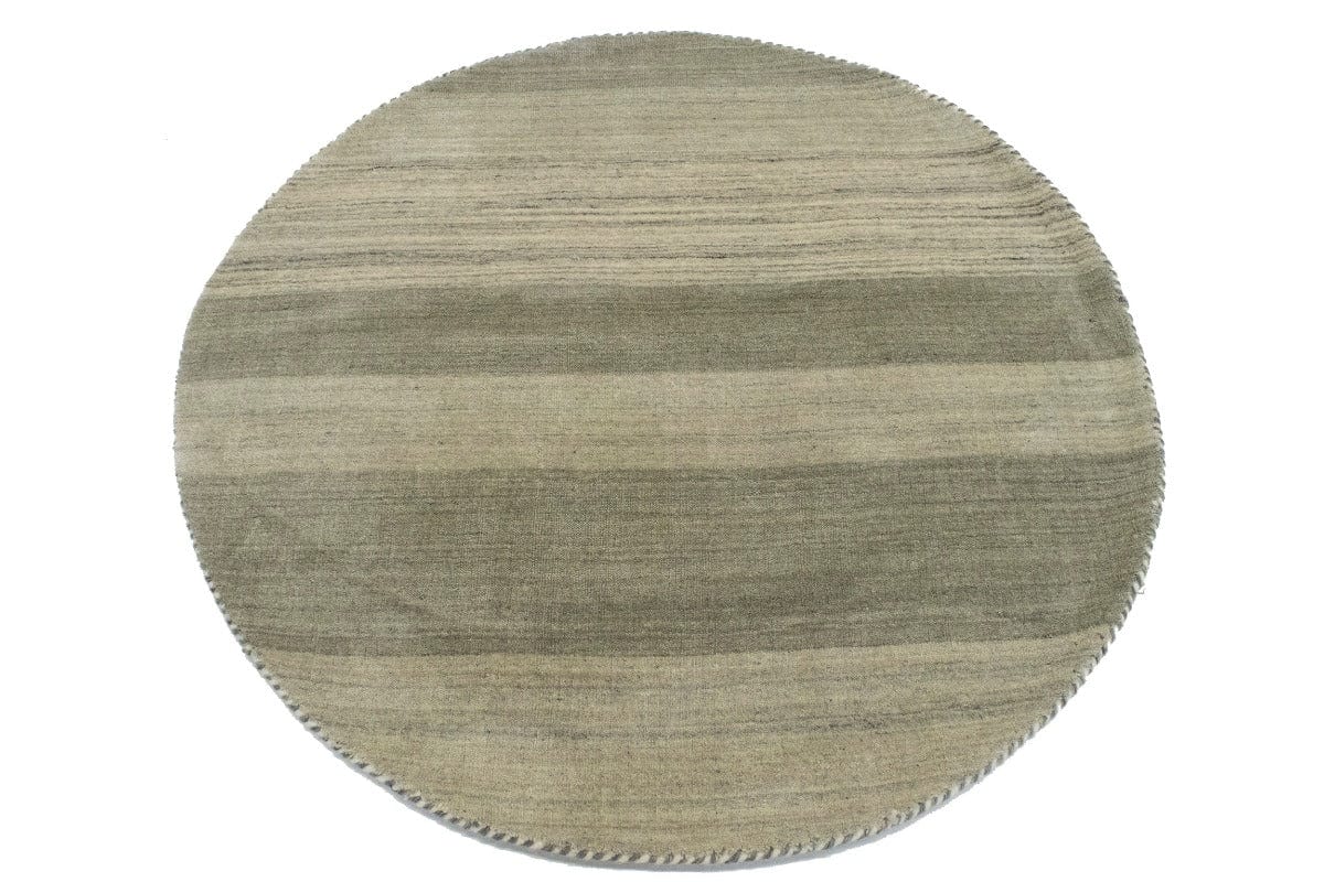 Brown Beige Stripes 4X4 Lori Gabbeh Oriental Round Rug