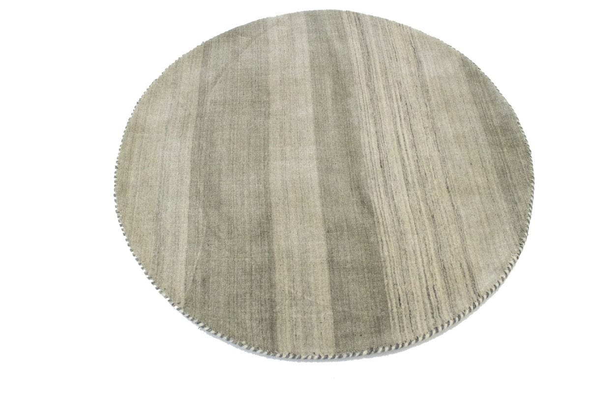 Brown Beige Stripes 4X4 Lori Gabbeh Oriental Round Rug