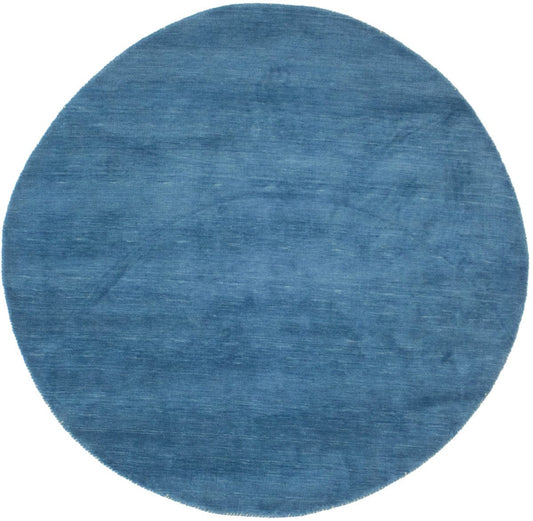 Blue Solid Tribal 7X7 Lori Gabbeh Oriental Round Rug