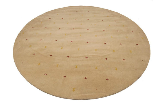 Beige Solid Tribal 8X8 Lori Gabbeh Oriental Round Rug