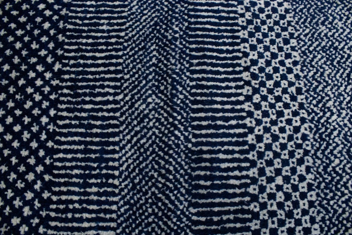 Dark Navy Grass Design 5X7 Modern Oriental Rug