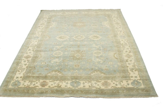 Light Blue-gray Floral 12X15 Oushak Chobi Oriental Rug