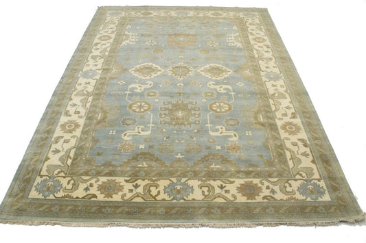 Gray Floral 10X14 Oushak Chobi Oriental Rug