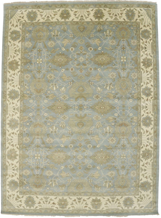 Gray Floral 10X14 Oushak Chobi Oriental Rug