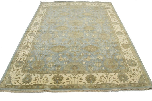 Gray Floral 10X14 Oushak Chobi Oriental Rug