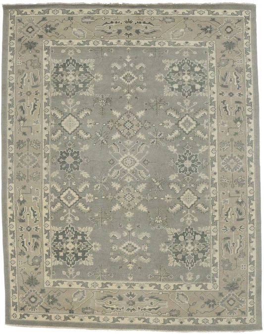 Brownish Gray Floral 8X10 Transitional Oriental Rug