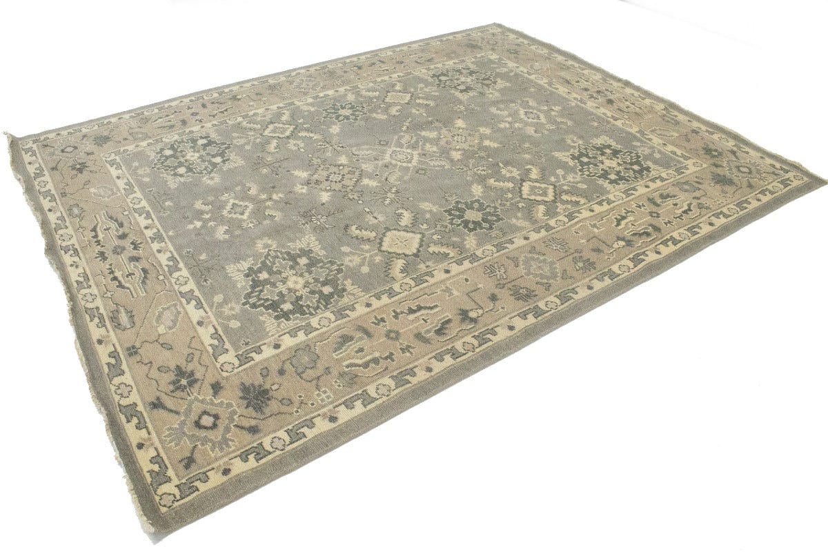 Brownish Gray Floral 8X10 Transitional Oriental Rug