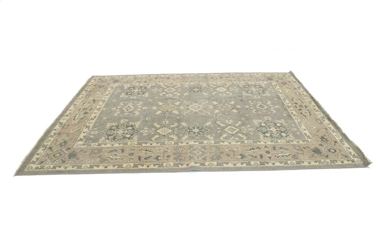 Brownish Gray Floral 8X10 Transitional Oriental Rug