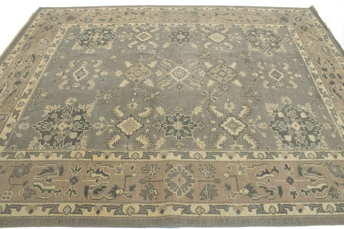 Brownish Gray Floral 8X10 Transitional Oriental Rug