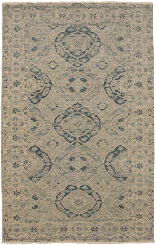 Beige Floral Transitional 5X8 Oriental Rug