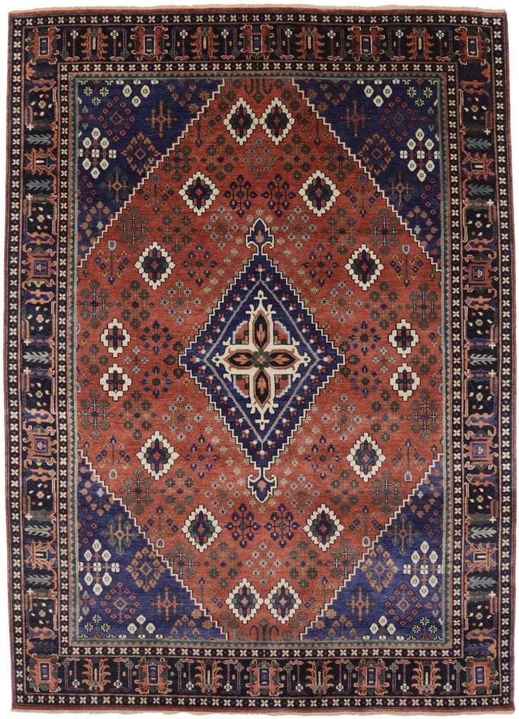 Rust & Navy Tribal 8X11 Indo-Joshaghan Oriental Rug