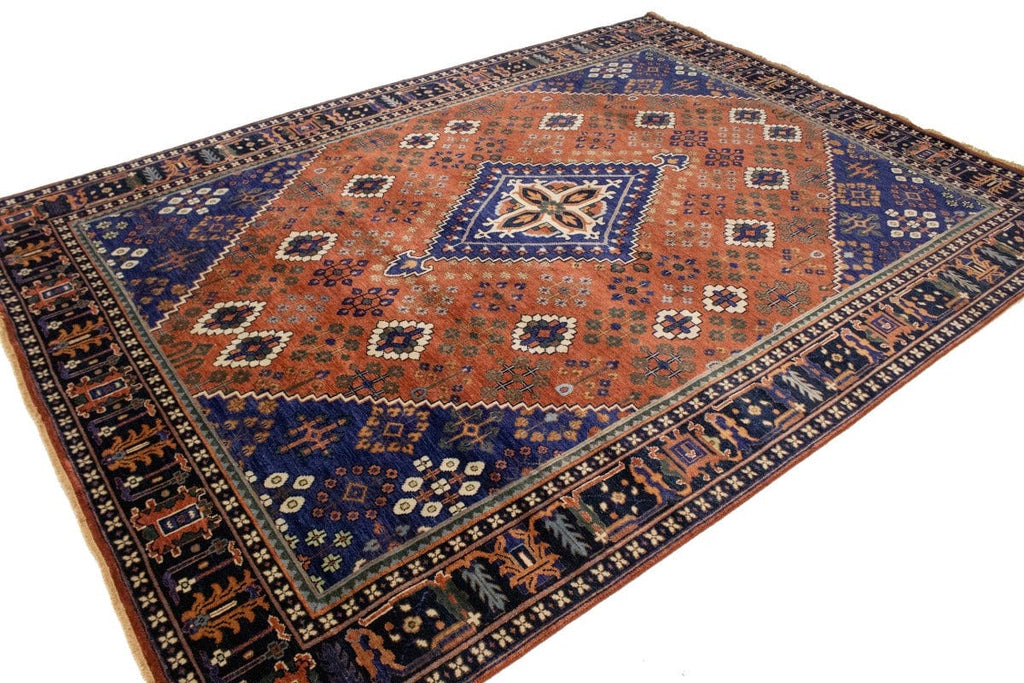 Rust & Navy Tribal 8X11 Indo-Joshaghan Oriental Rug