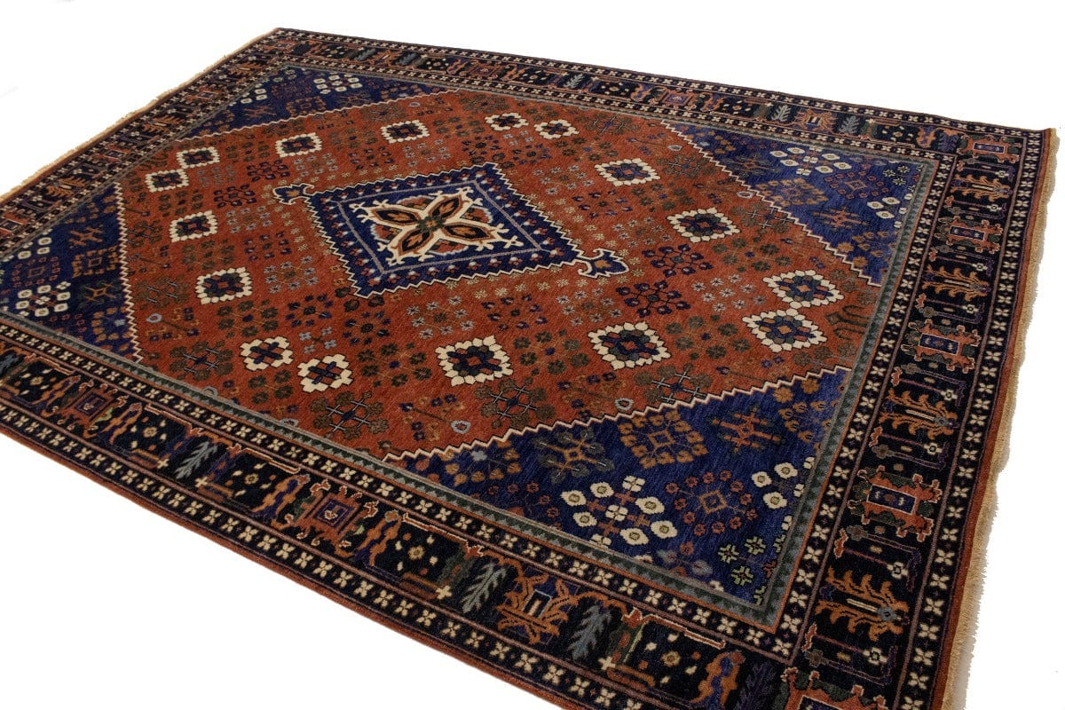 Rust & Navy Tribal 8X11 Indo-Joshaghan Oriental Rug