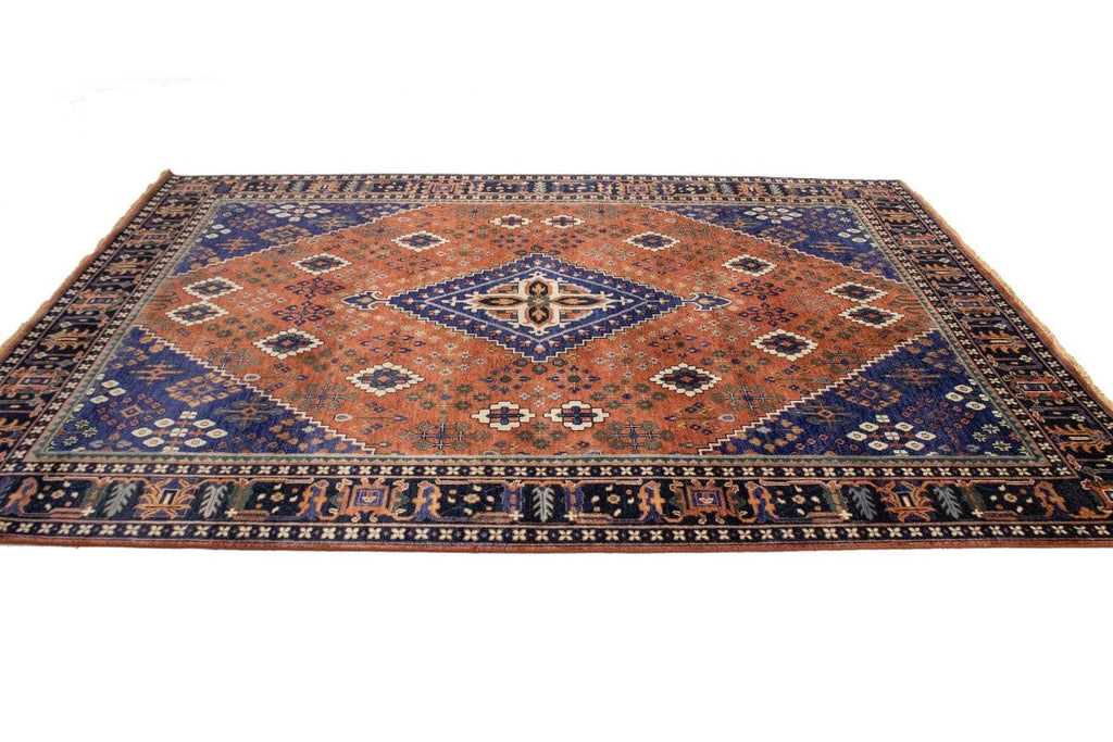 Rust & Navy Tribal 8X11 Indo-Joshaghan Oriental Rug