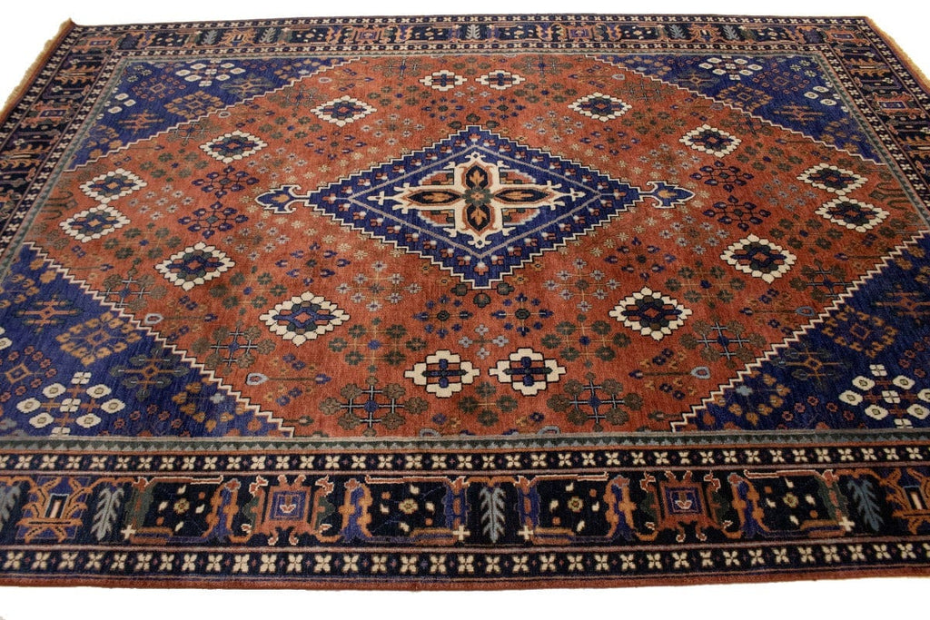 Rust & Navy Tribal 8X11 Indo-Joshaghan Oriental Rug