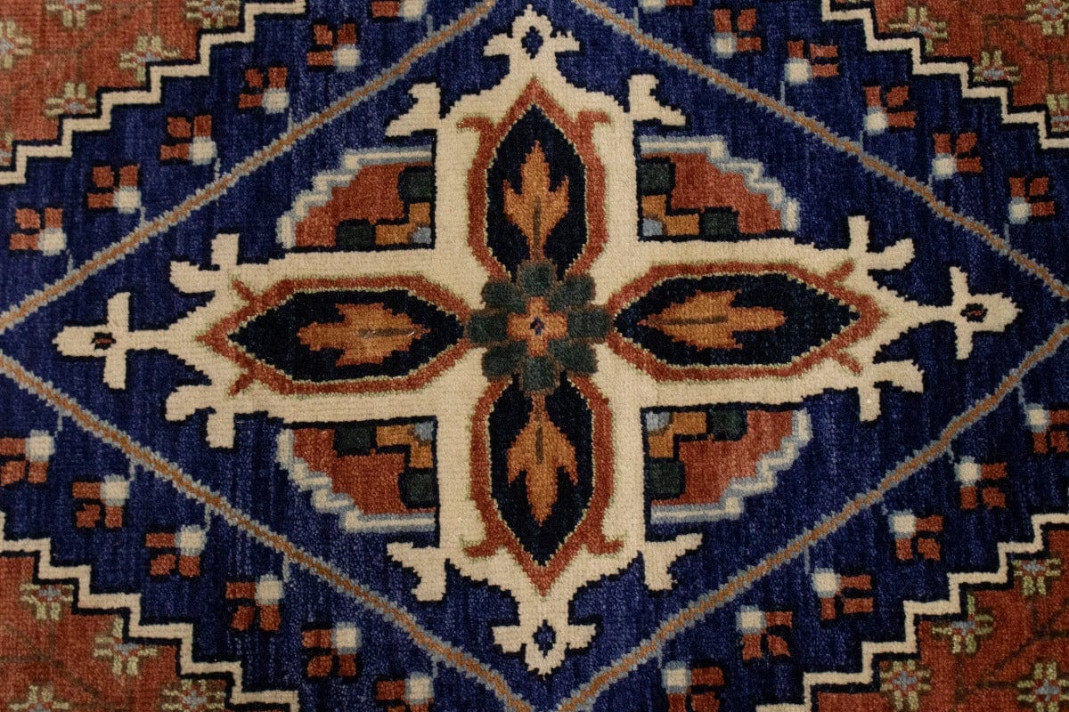 Rust & Navy Tribal 8X11 Indo-Joshaghan Oriental Rug