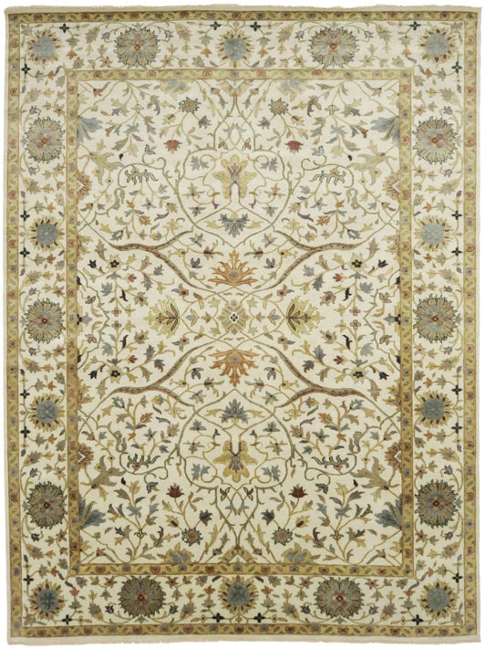 Cream/Beige Floral 10X14 Osh Chobi Peshawar Oriental Rug