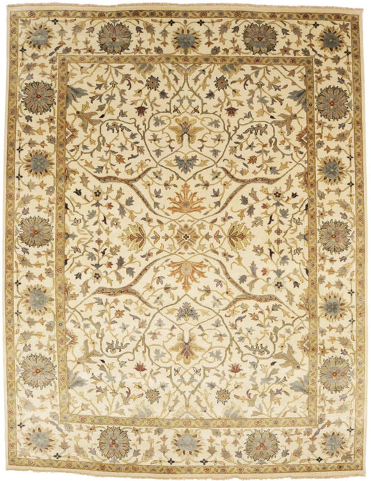 Cream Floral 9X12 Osh Chobi Peshawar Oriental Rug