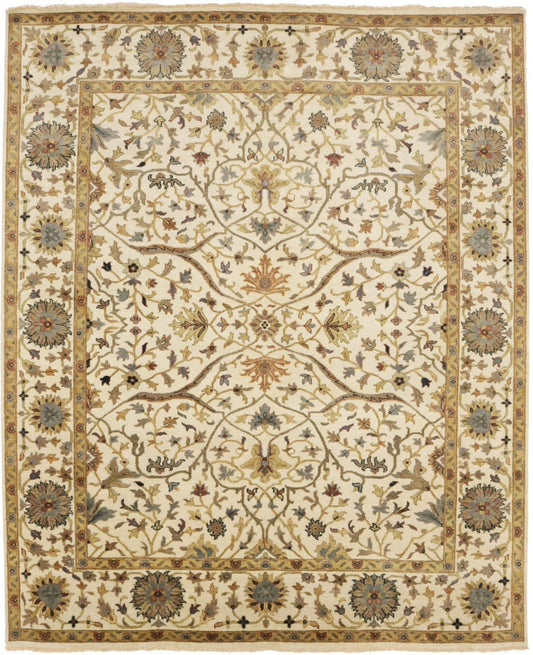 Cream Floral 8X10 Osh Chobi Peshawar Oriental Rug