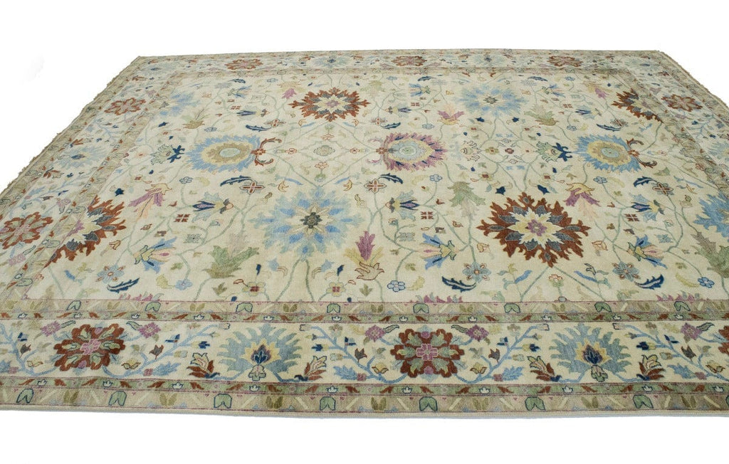 Beige Floral Osh Chobi Peshawar 12X15 Oriental Rug