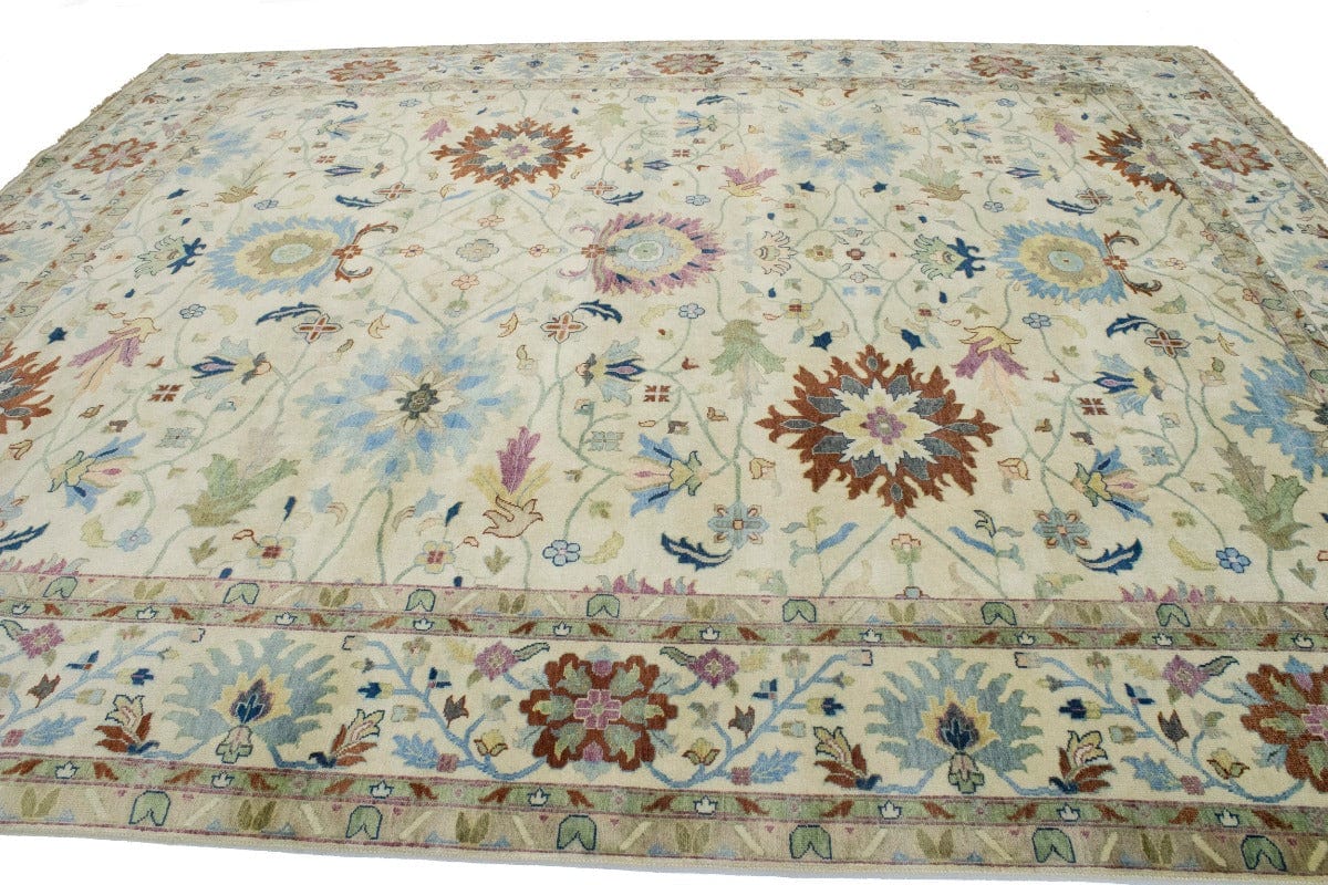 Beige Floral Osh Chobi Peshawar 12X15 Oriental Rug