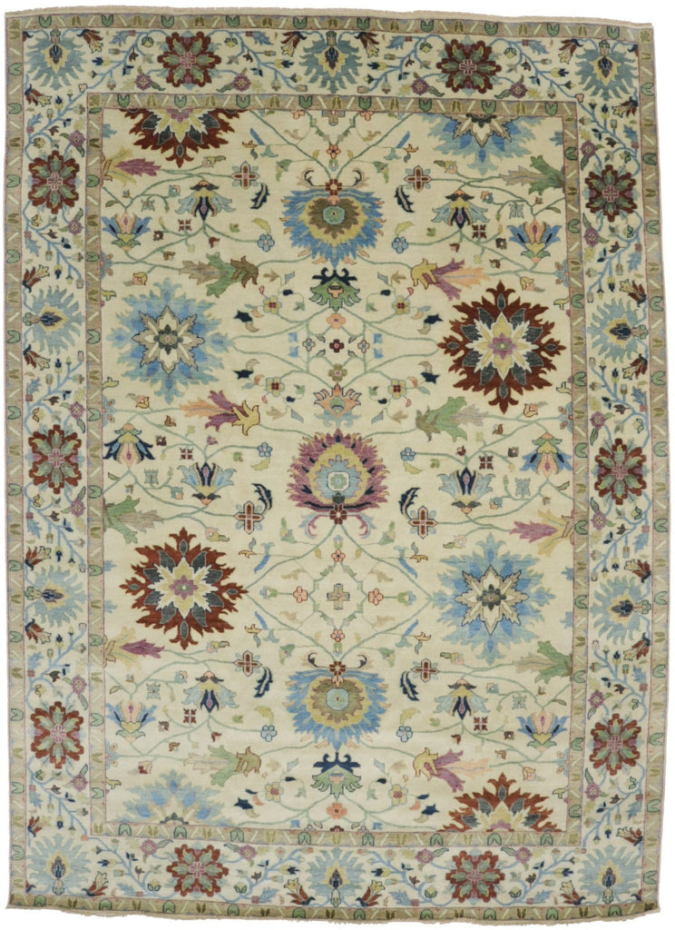 Beige Floral Osh Chobi Peshawar 10X14 Oriental Rug