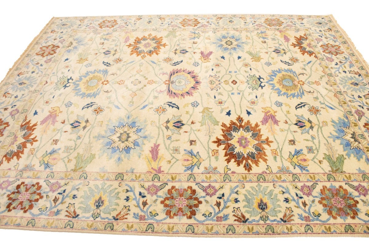 Beige Floral Osh Chobi Peshawar 8X10 Oriental Rug