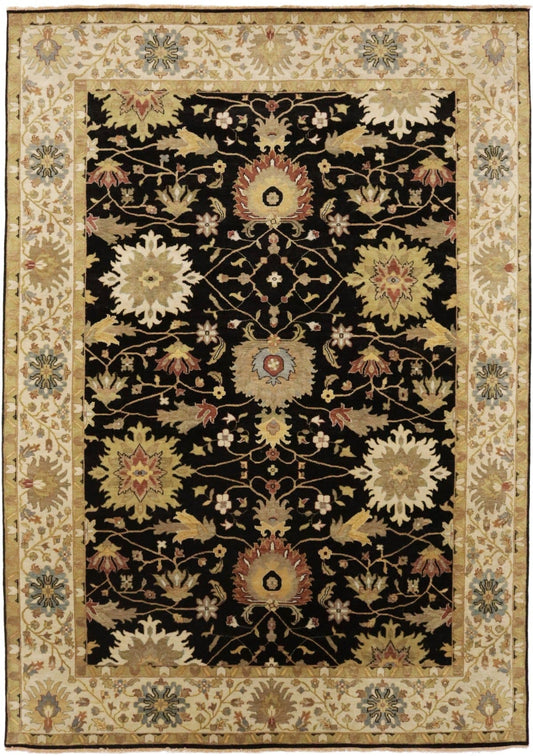 Black Floral 9X12 Osh Chobi Peshawar Oriental Rug