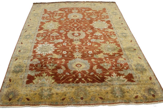 Rust Floral 9X12 Osh Chobi Peshawar Oriental Rug