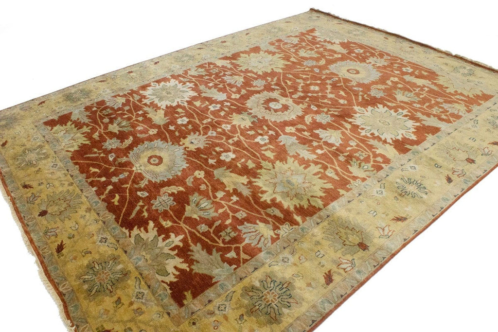 Rust Floral 9X12 Osh Chobi Peshawar Oriental Rug