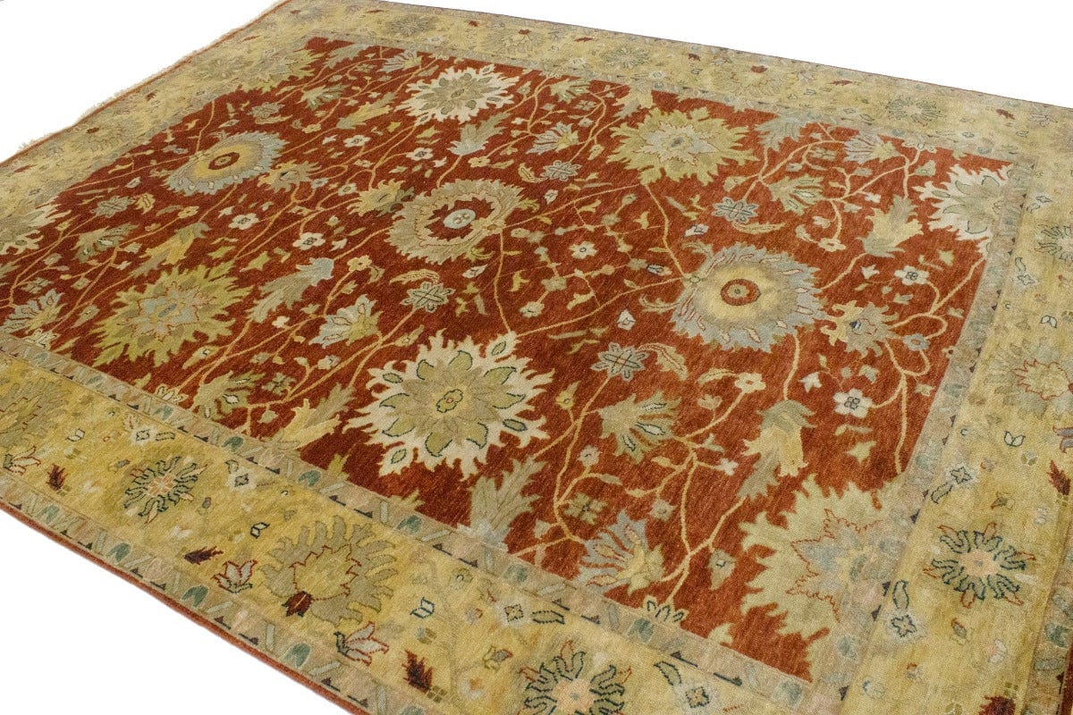 Rust Floral 9X12 Osh Chobi Peshawar Oriental Rug