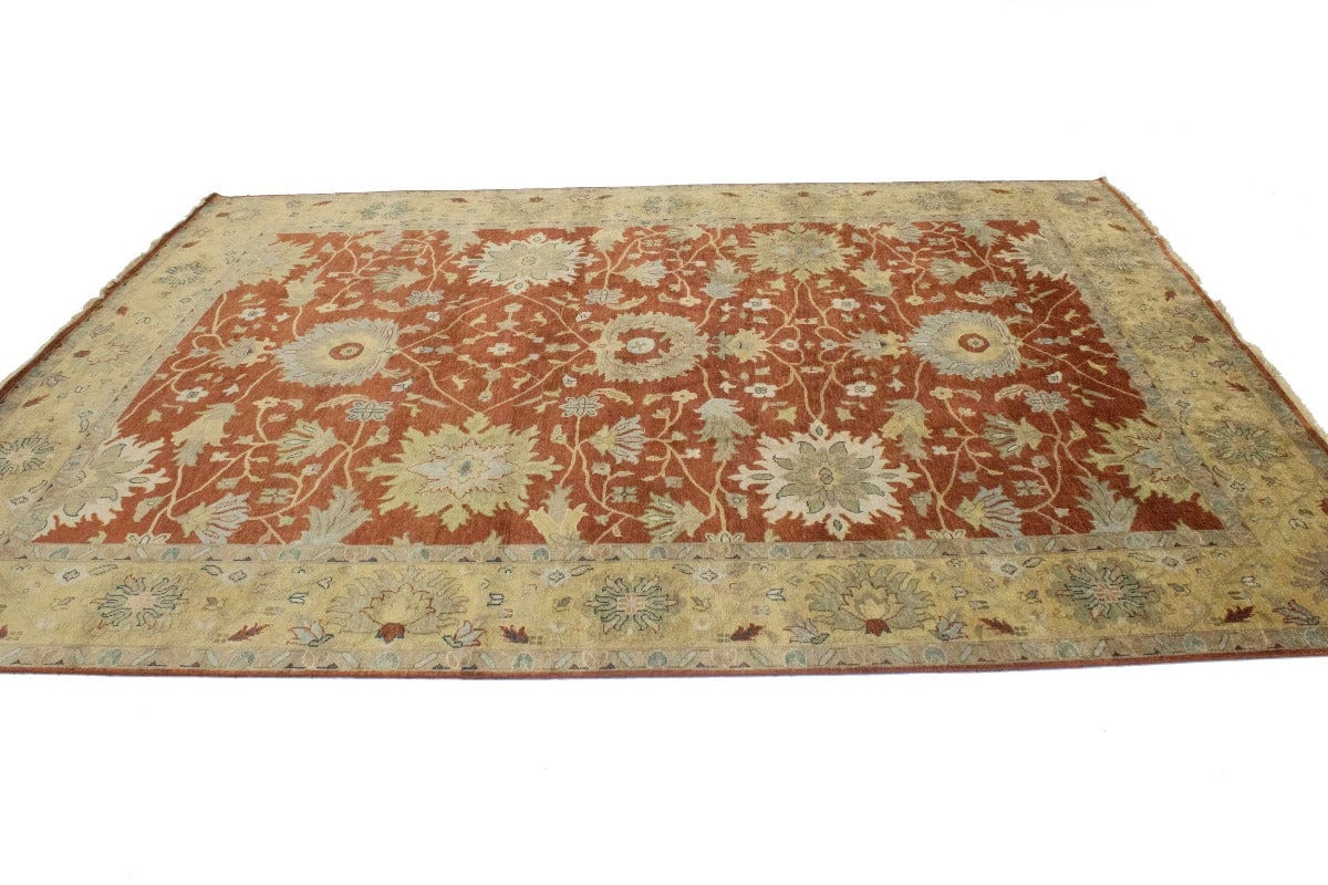 Rust Floral 9X12 Osh Chobi Peshawar Oriental Rug