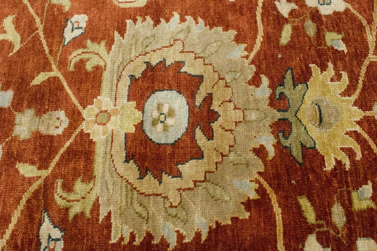 Rust Floral 9X12 Osh Chobi Peshawar Oriental Rug