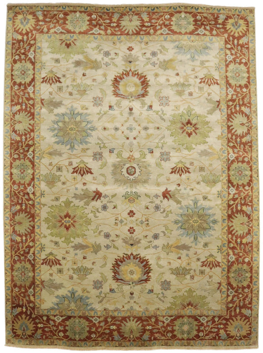 Beige/Cream Floral Osh Chobi Peshawar 10X14 Oriental Rug