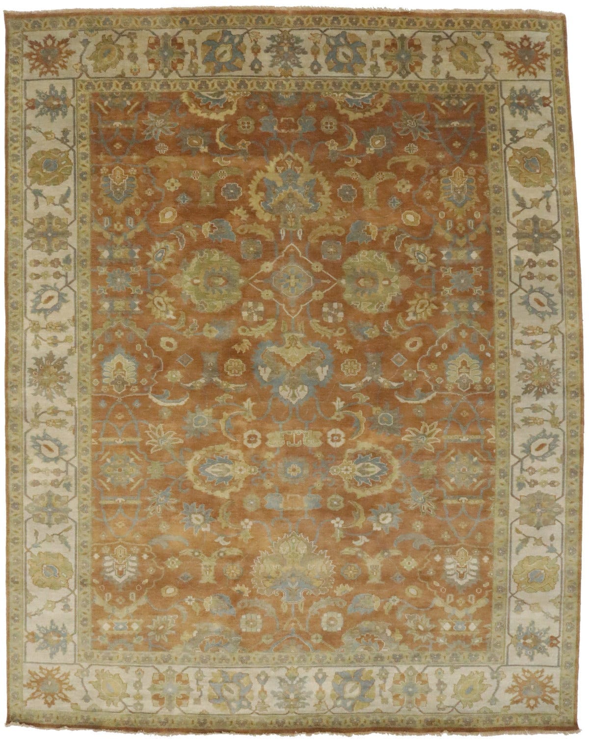 Rust Orange Floral 9X12 Osh Chobi Peshawar Oriental Rug