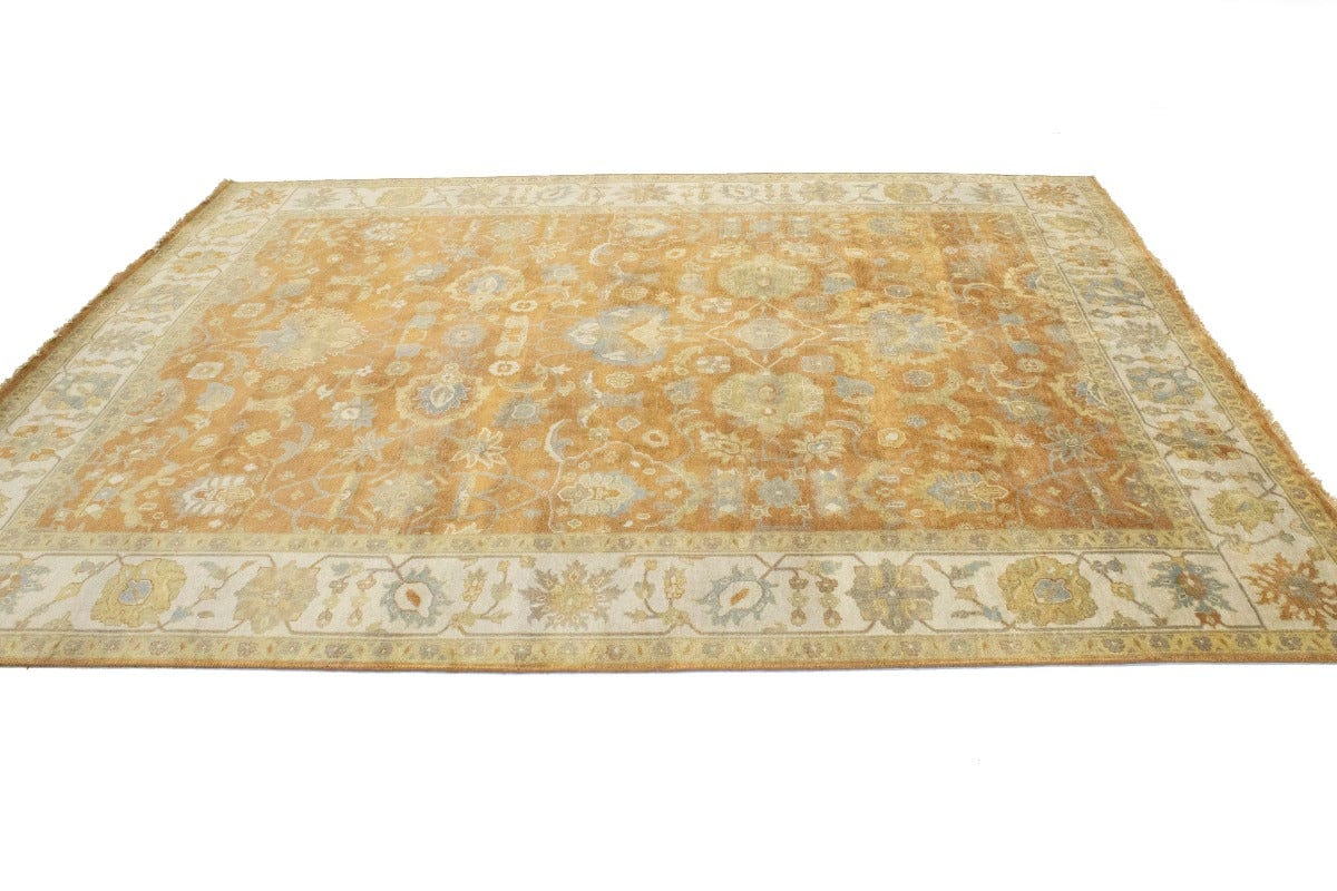 Rust Orange Floral 9X12 Osh Chobi Peshawar Oriental Rug