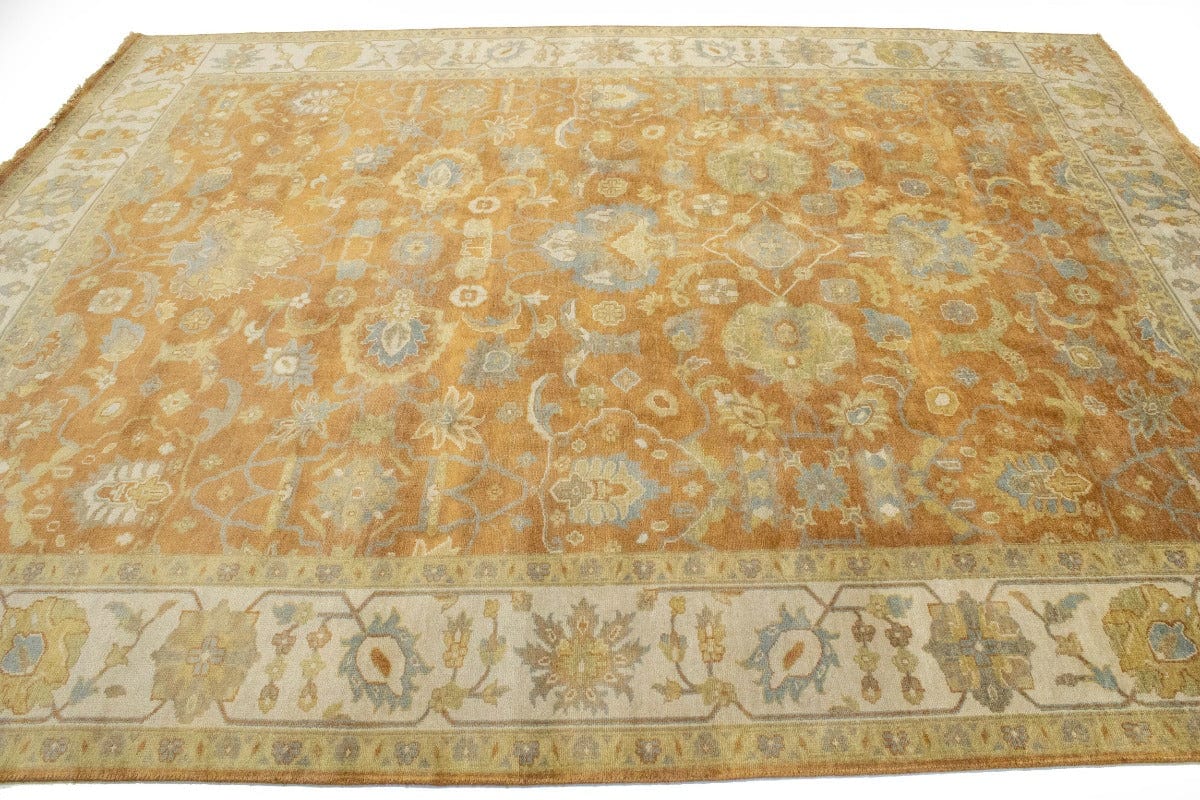 Rust Orange Floral 9X12 Osh Chobi Peshawar Oriental Rug