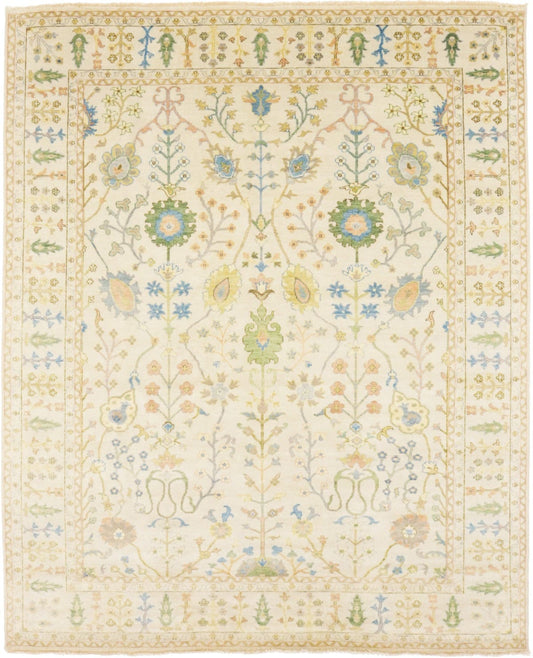 Ivory Floral 8X10 Osh Chobi Oriental Rug