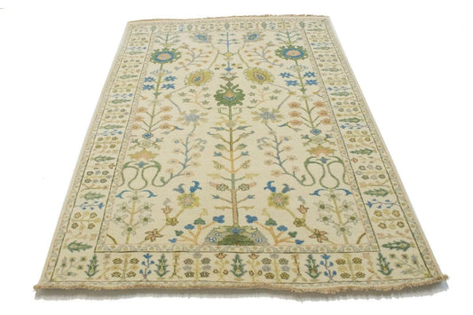 Ivory Floral 5X8 Osh Chobi Oriental Rug