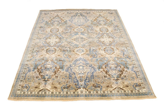 Silver Gray Floral 8X10 Osh Chobi Oriental Rug