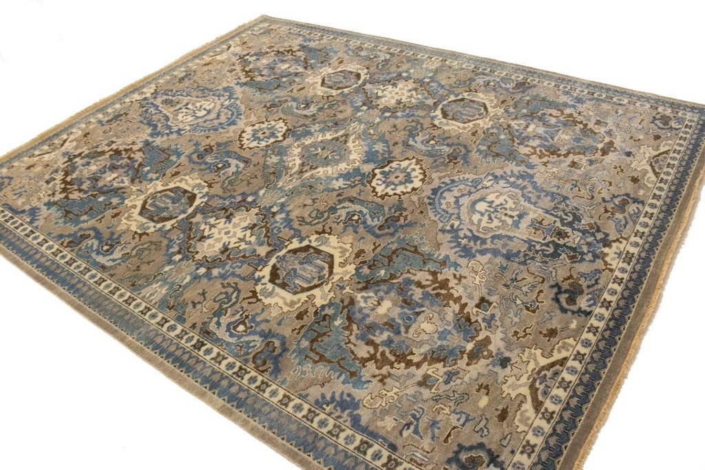 Silver Gray Floral 8X10 Osh Chobi Oriental Rug