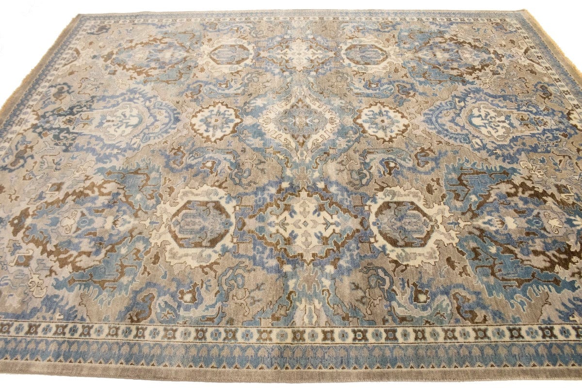 Silver Gray Floral 8X10 Osh Chobi Oriental Rug