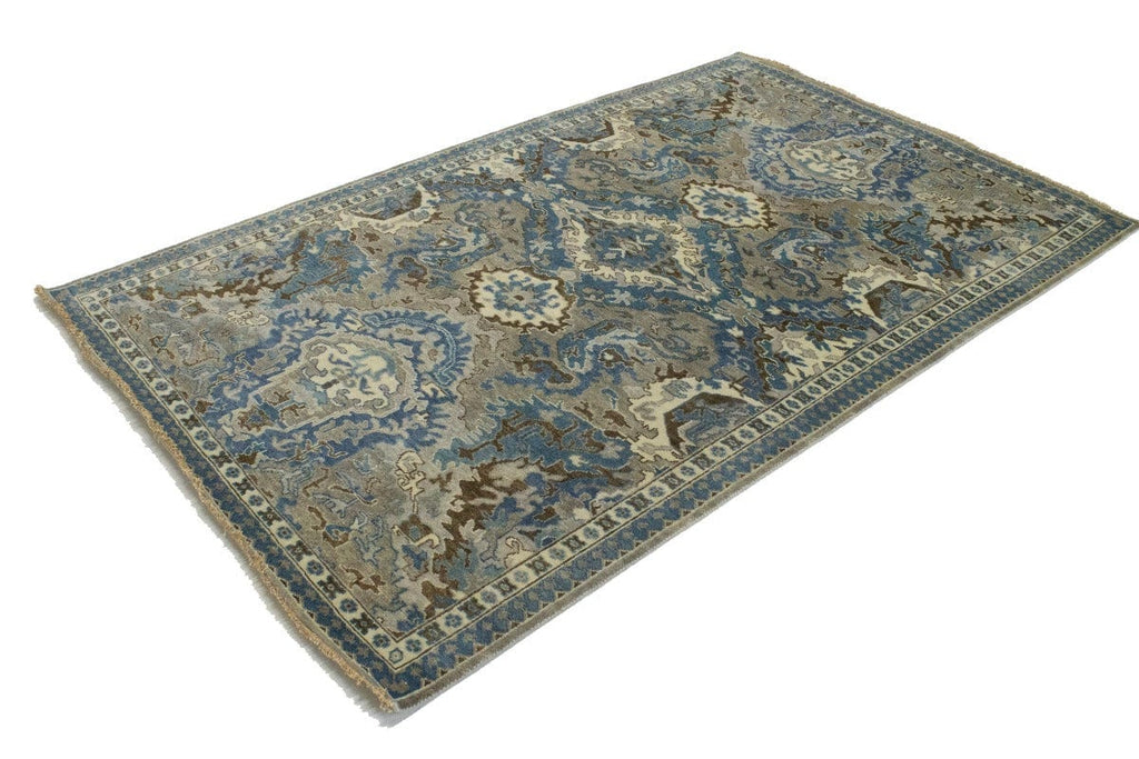 Brownish Gray Floral 5X8 Transitional Osh Chobi Oriental Rug