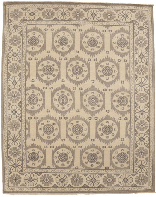 Cream Floral Transitional 8X10 Oriental Rug