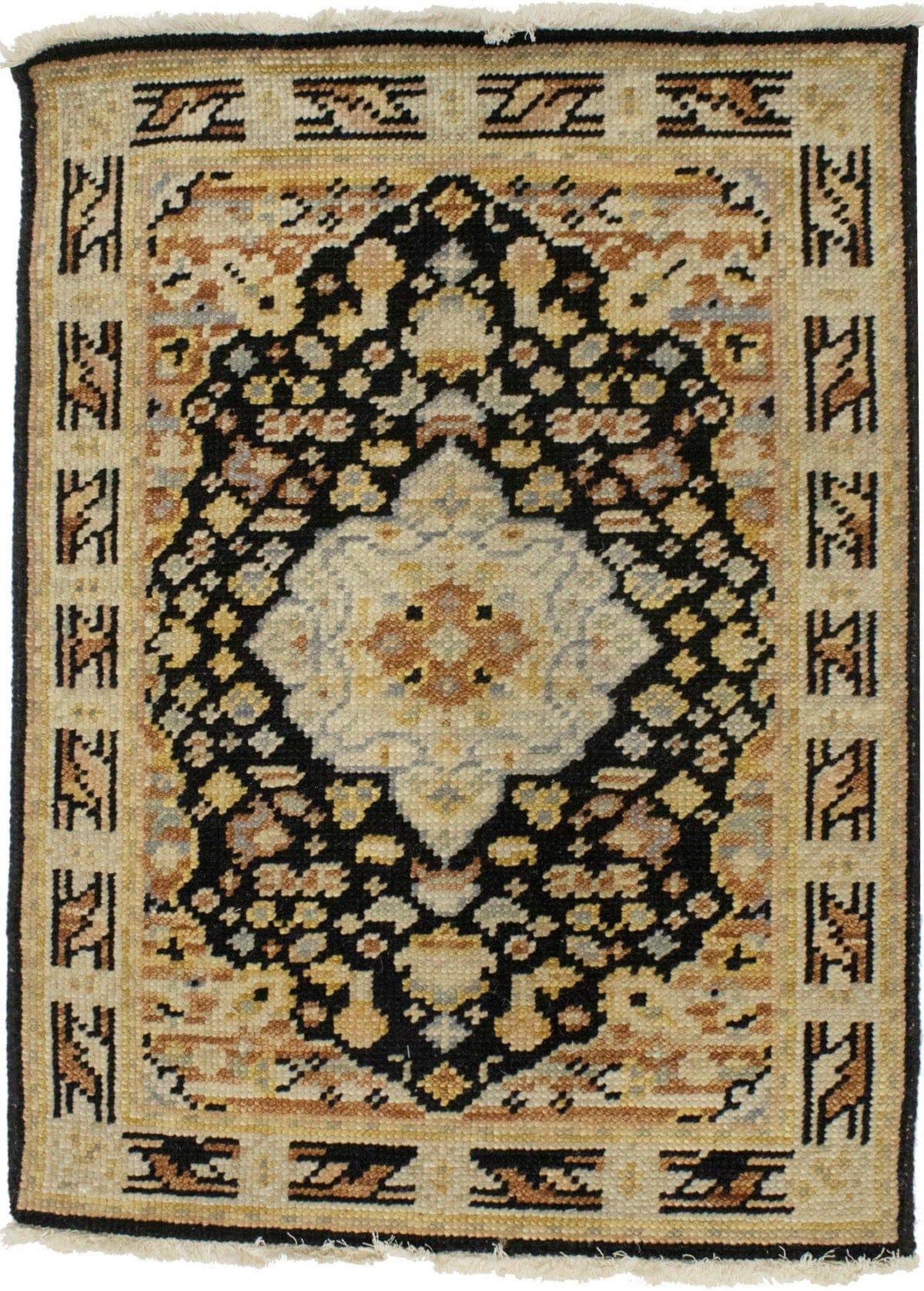 Black Floral Heriz Serapi 2X3 Transitional Oriental Rug