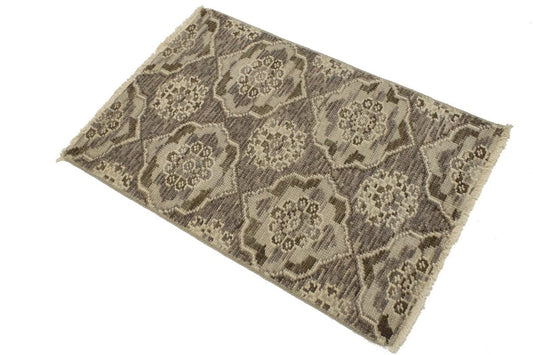 Brown Floral Modern 2X3 Transitional Oriental Rug