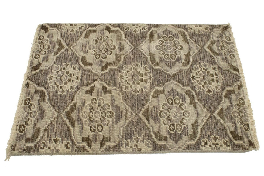 Brown Floral Modern 2X3 Transitional Oriental Rug