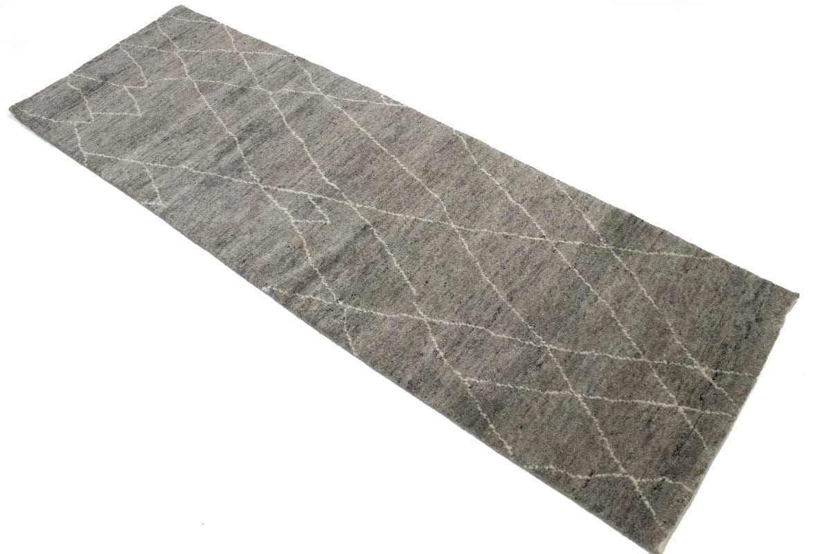 Gray Tribal 3X8 Moroccan Oriental Runner Rug